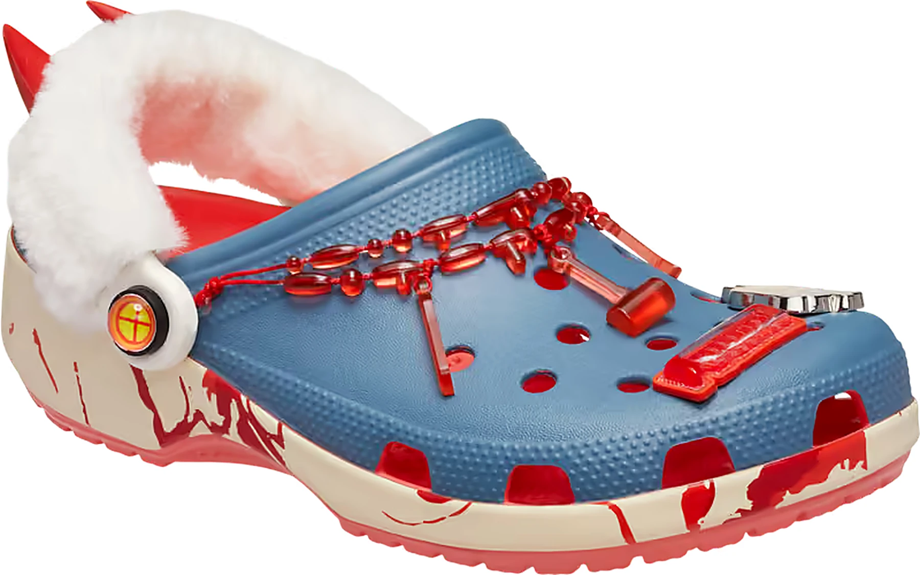 Chainsaw Man x Crocs Classic Clog Power 213926-90H - vista di tre quarti"