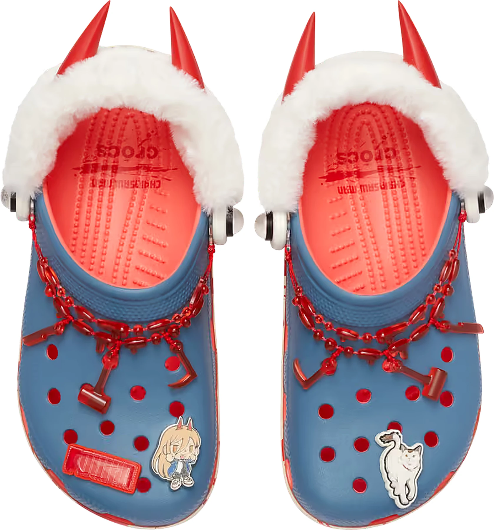 Chainsaw Man x Crocs Classic Clog Power 213926-90H - vista dall alto del paio"