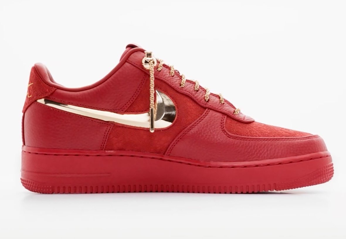 Victor Solomon x Nike Air Force 1 Low Gym Red IR2076-600 - vista laterale interna"